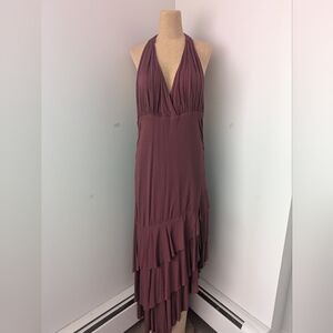 Gypsy Chic From Portland Oregon Halter Neck Stretch Knit Maxi Dress in Mauve